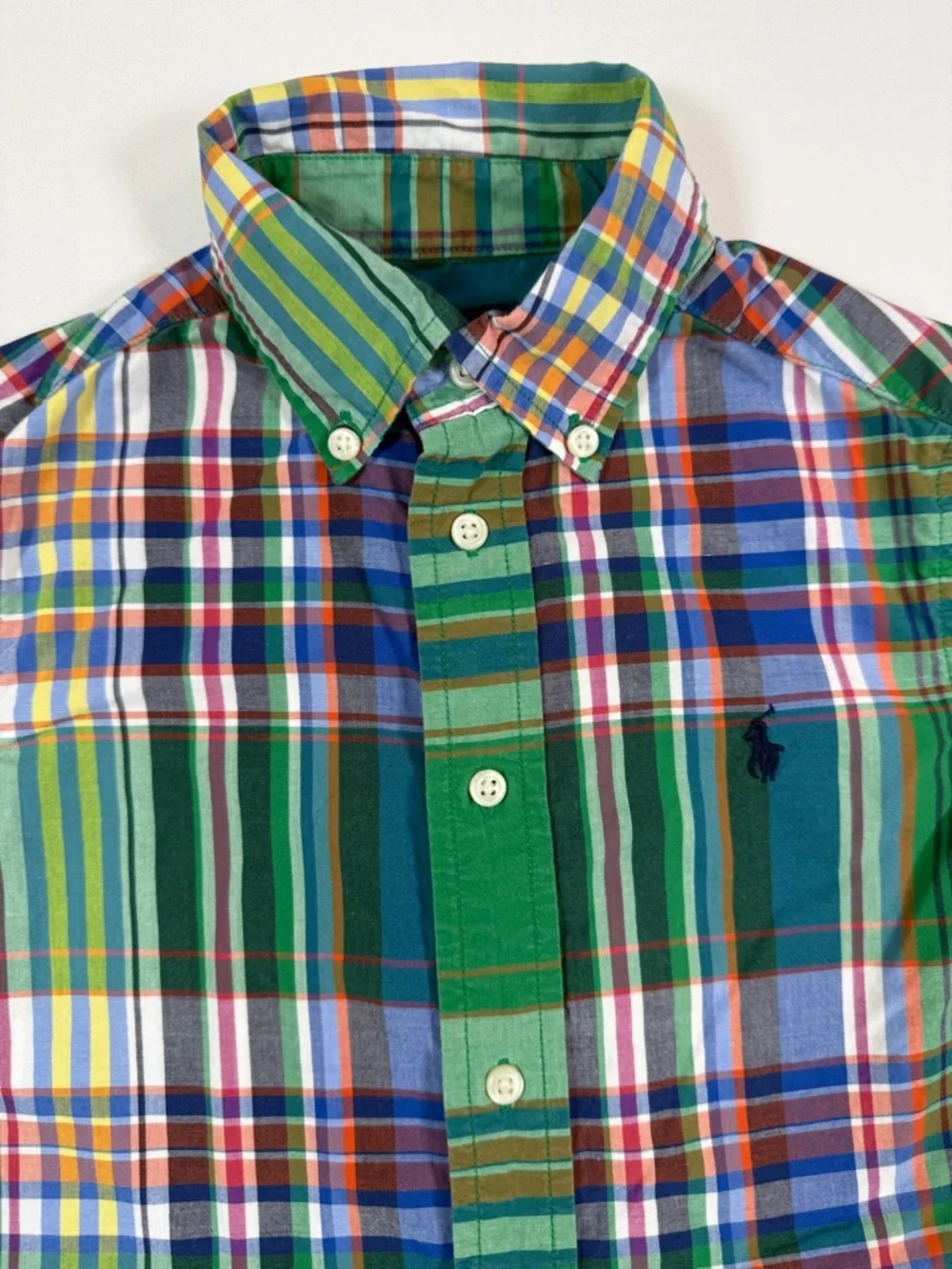 RALPH LAUREN Boys Button Down Shirt Size 4 Plaid Long Sleeve Cotton Classic‎